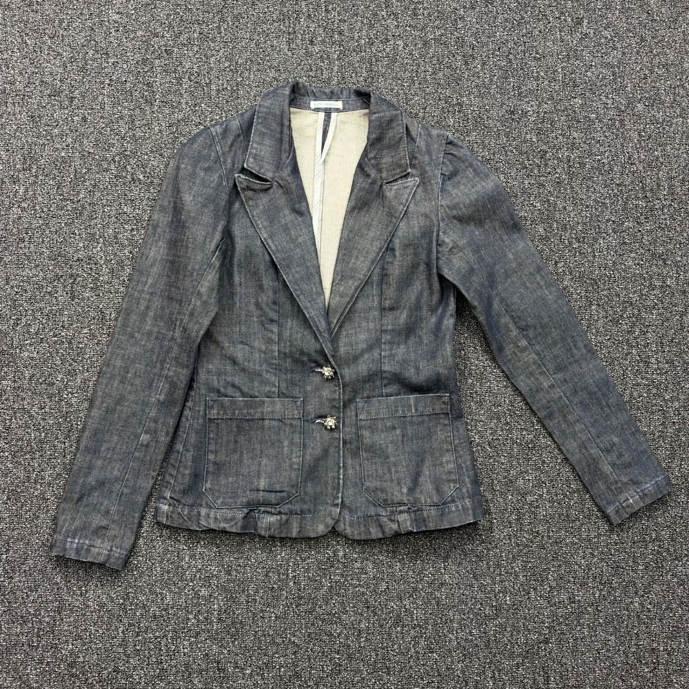 Levi's Denim Blazer Rhinestone Button Made in USA Womens S Blue y2k Americana